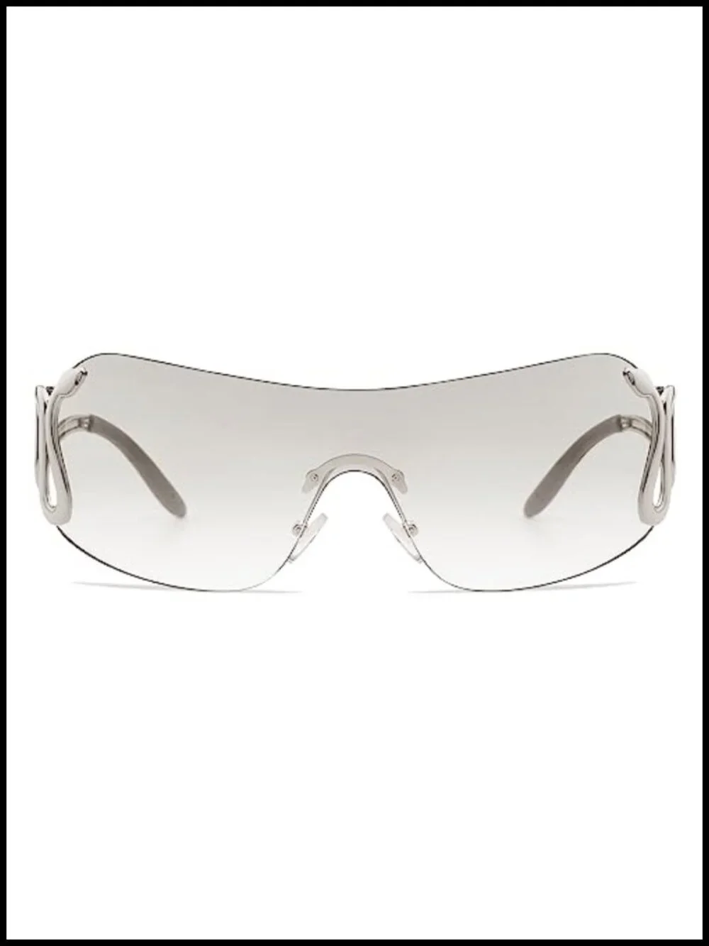 Rimless Oversized Wrap Around Snake Sunglasses UV400